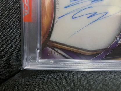 PSA 7 Topps Tribute Autographs Shohei Ohtani SO Purple /50 Rookie RC Auto 20185