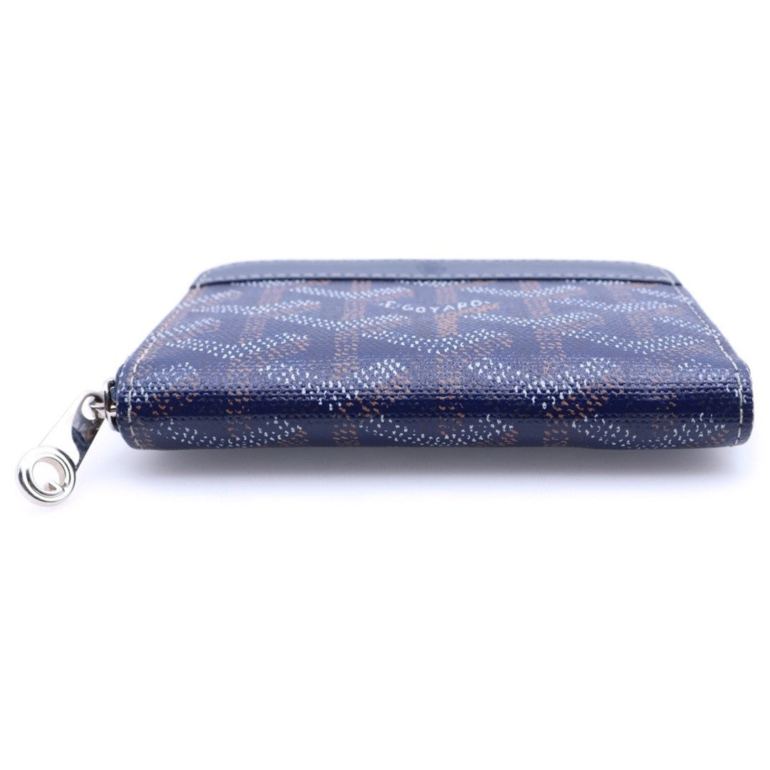 GOYARD Matignon Mini Coin Case Canvas Leather Navy USED4