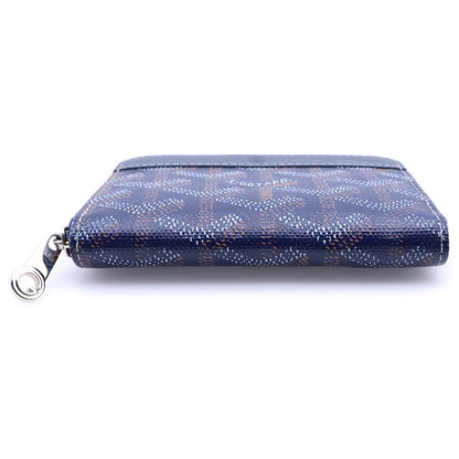 GOYARD Matignon Mini Coin Case Canvas Leather Navy USED4