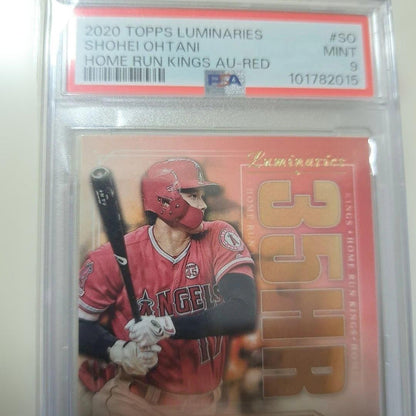 PSA 9 Shohei Ohtani Auto 2020 Topps Luminaries Home Run Kings Red /10 MLB Card2