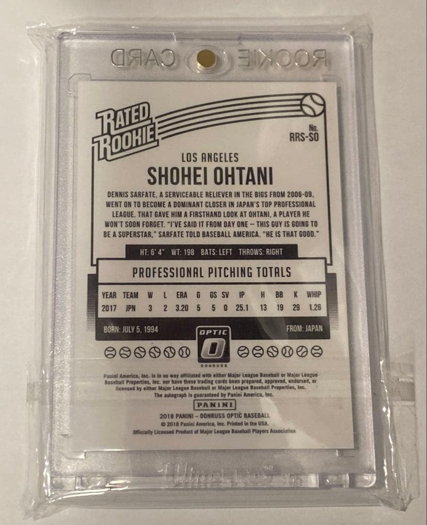 2018 Panini Donruss Optic Shohei Ohtani Rated Rookie Auto RC Autograph Angels7