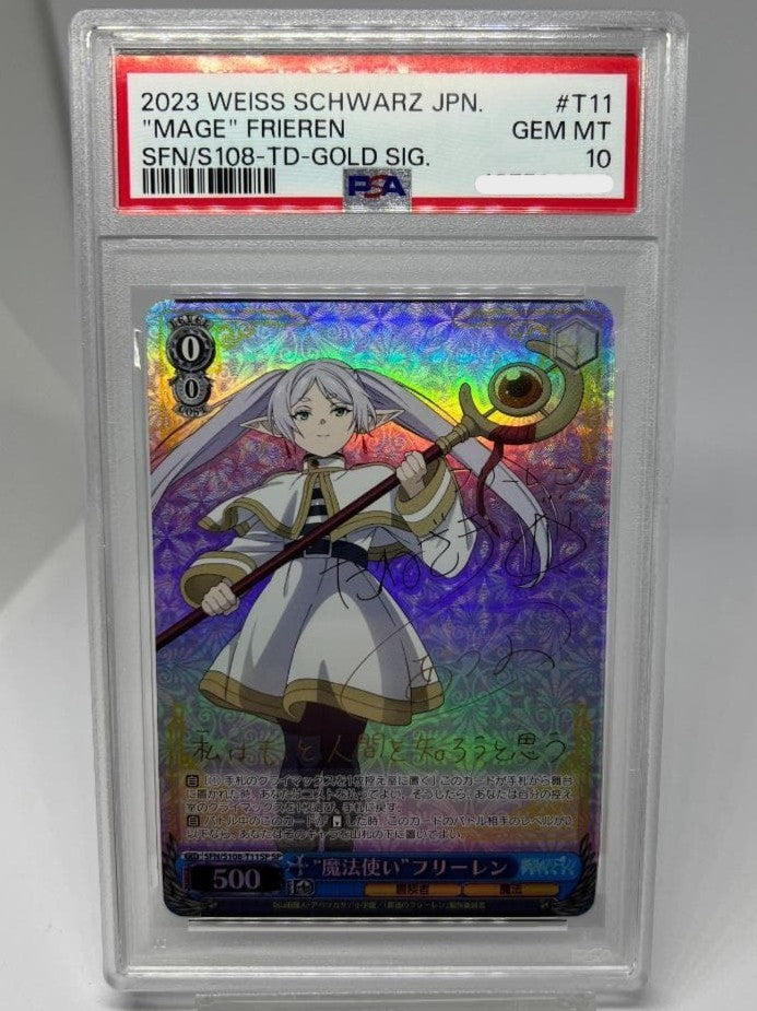 PSA 10 Weiss Schwarz Magician Frieren Beyond Journey's End T11 Signed Gold TD SP0