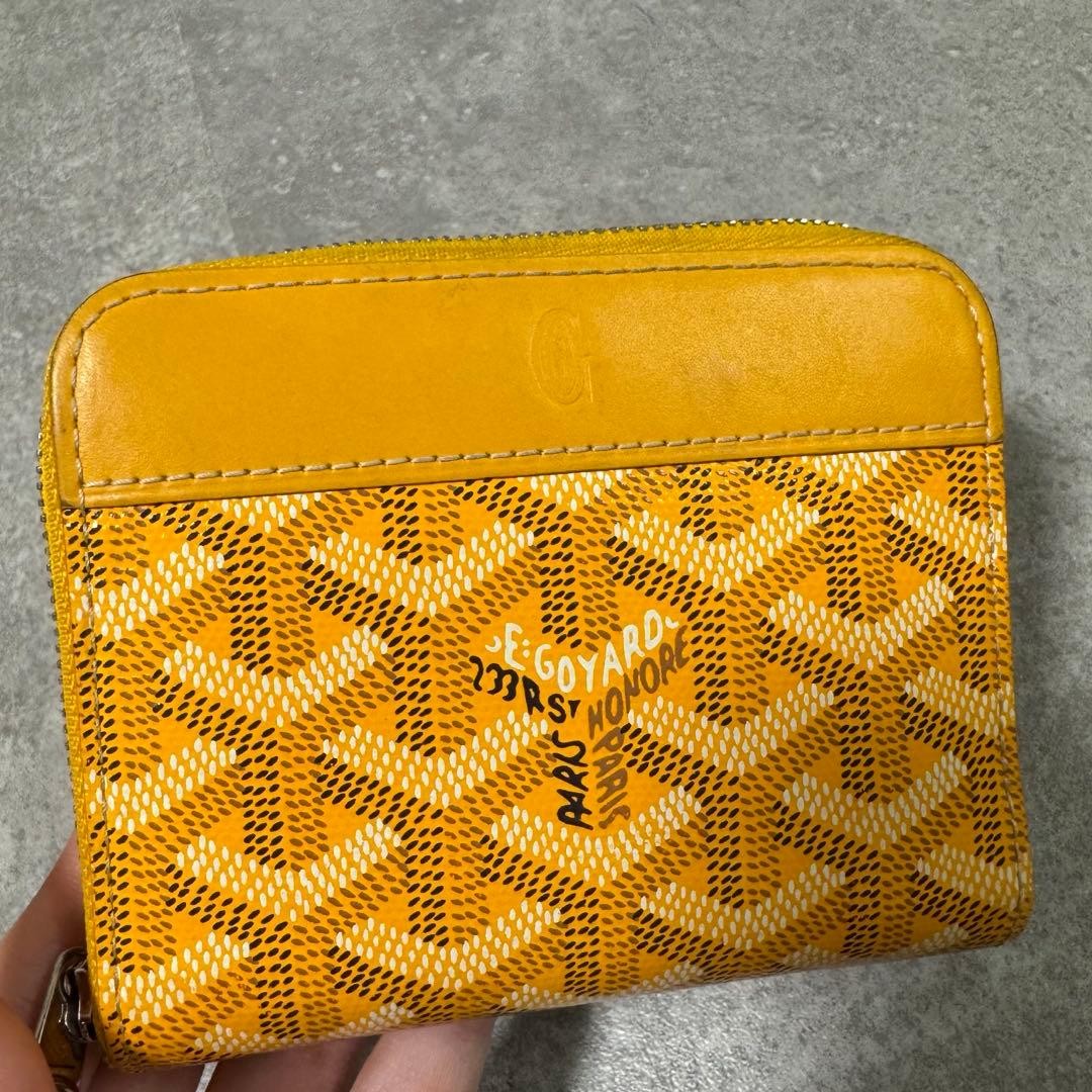 GOYARD Matignon Mini Coin Case Canvas Leather Yellow USED0