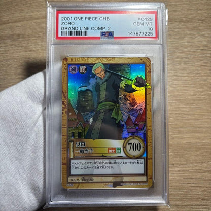 PSA 10 Zoro Ikkitousen Holo C429 2001 One Piece Hyper Battle Carddass JP GEM MT2