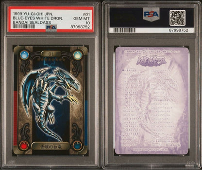 PSA 10 Yu-Gi-Oh! Bandai Sealdass #01 Blue-Eyes White Dragon Japanese 1999 GEM MT3